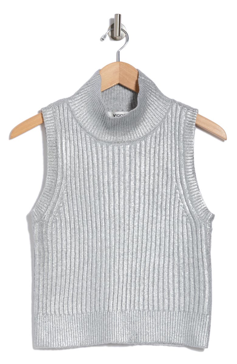 Vigoss Metallic Mock Neck Sweater Vest, Alternate, color, 