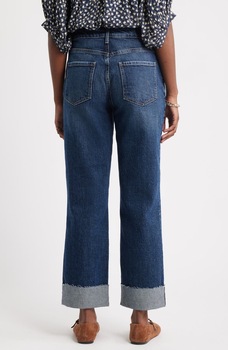 Treasure & Bond Cuffed High Waist Straight Leg Jeans, Alternate, color, Dark Wash