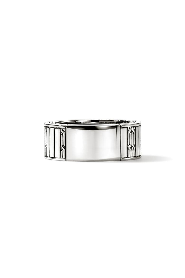 Carved Chain Ring, Sterling Silver, Hardstones, Alternate, color, SILVER