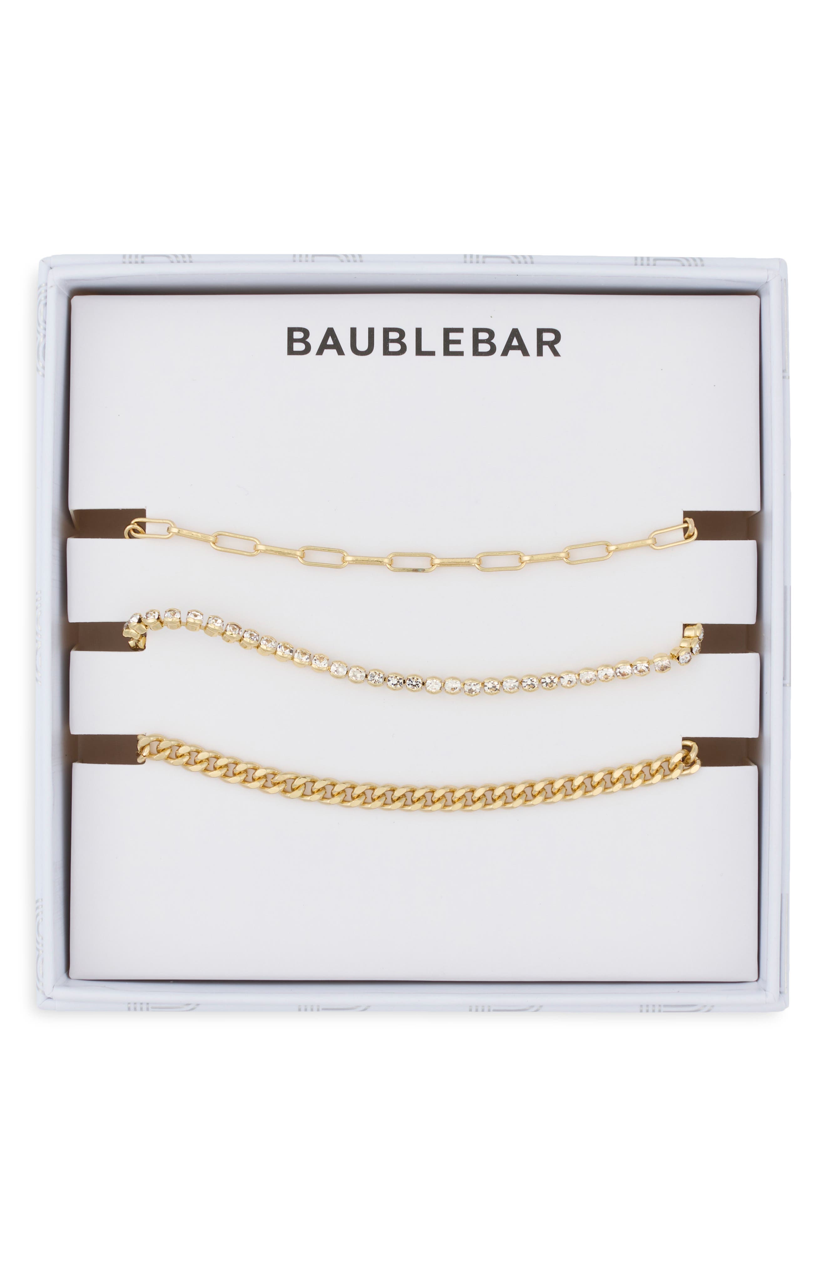 Set of 3 Pavé Chain Bracelets