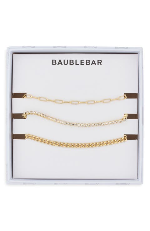 Set of 3 Pavé Chain Bracelets