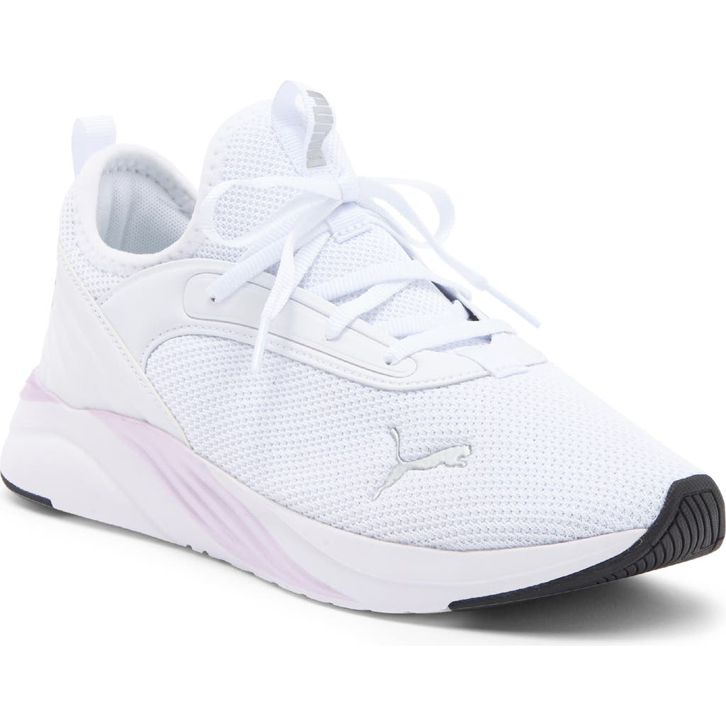 Puma Softride Ruby Luxe Sneaker In White- Silver