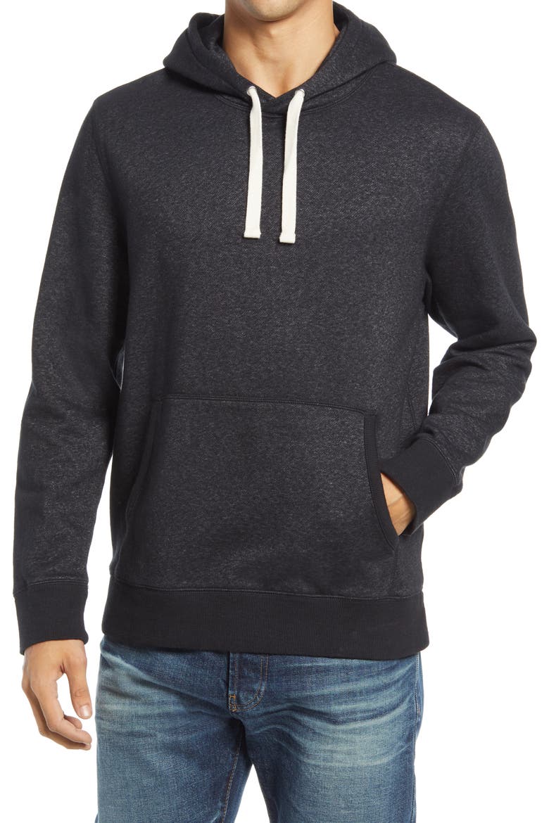 Marled Cotton Blend Pullover Hoodie, Main, color, BLACK CAVIAR HEATHER