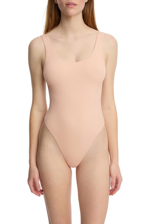 Skarlett Blue Insider Scoop Neck Tank Bodysuit In Sand