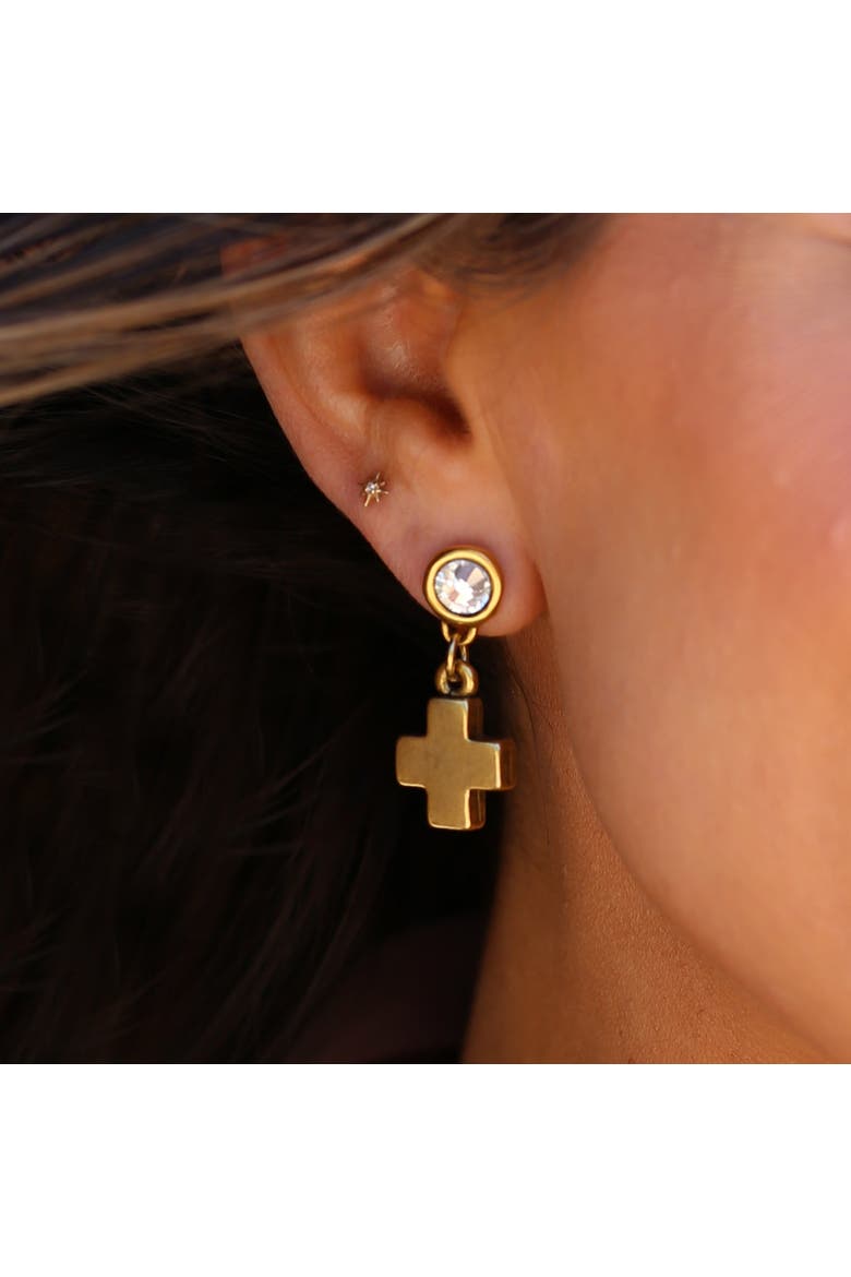Sable Gold Plated Cross Earrings, Alternate, color, Gold