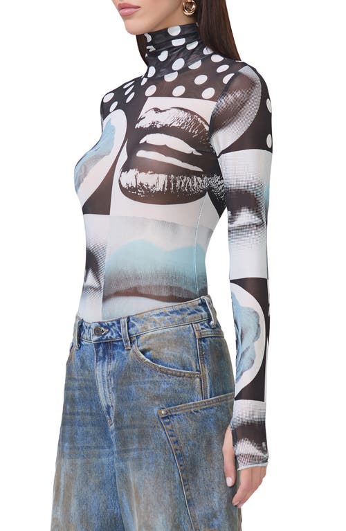 AFRM AFRM ZADIE PRINT SHEER MESH TOP 