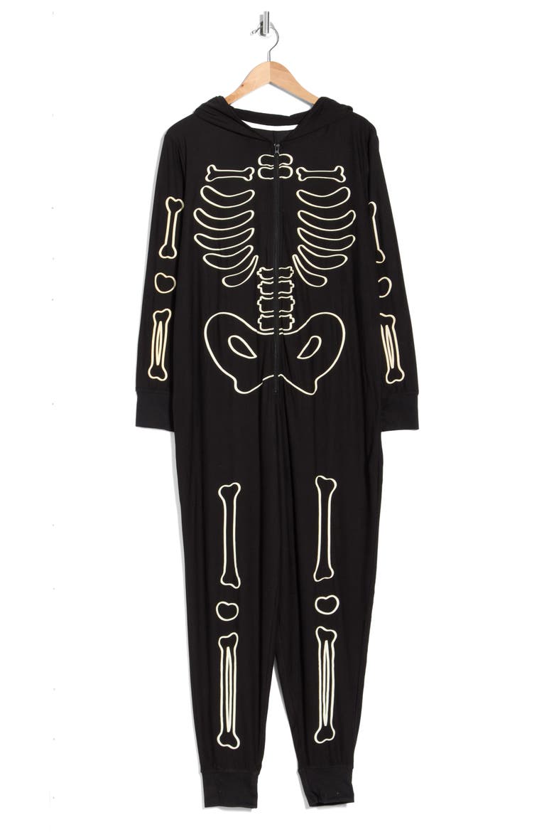 Hooded Skeleton Jumpsuit, Main, color, REINDEER HEATHR