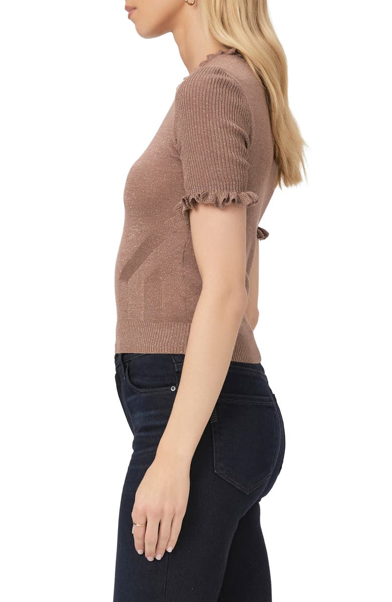 PAIGE Triste Metallic Short Sleeve Sweater, Alternate, color, Browngold