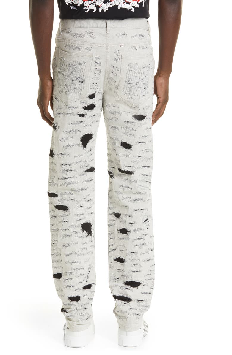 Givenchy Disney x Givenchy '101 Dalmatians' Destroyed Slim Fit Jeans, Alternate, color,