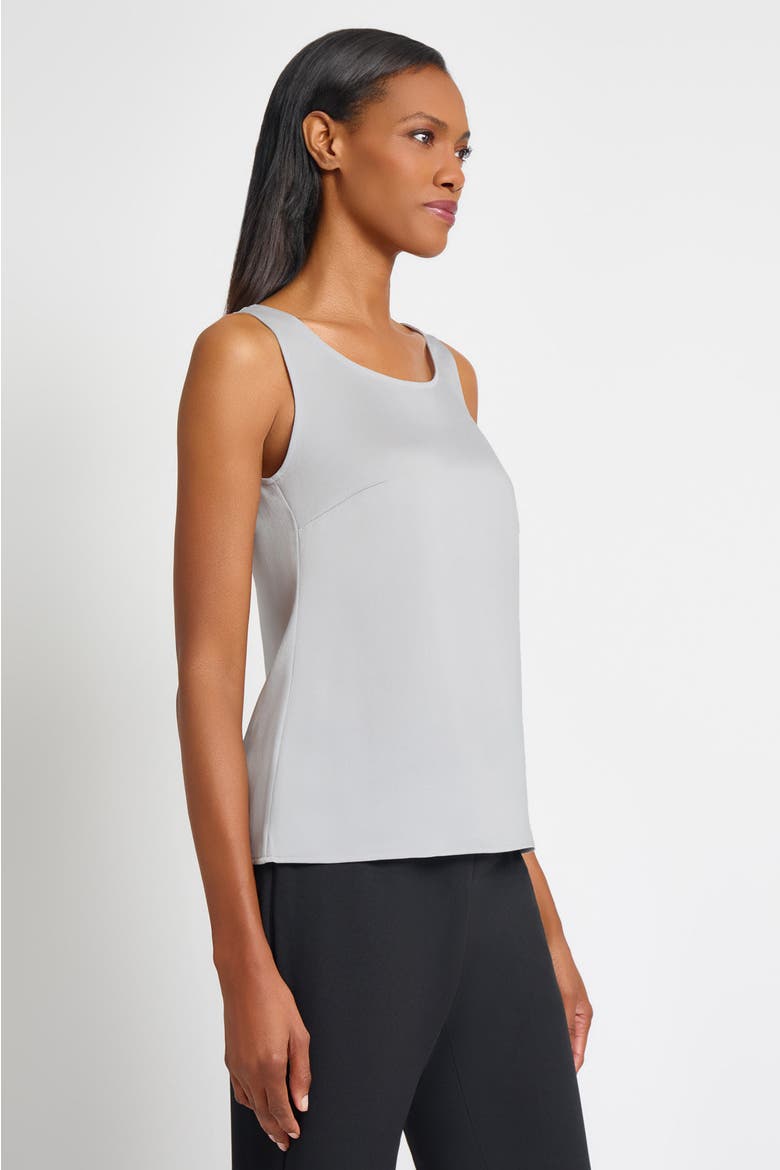 Crepe de Chine Scoop Neck Tank, Alternate, color, Lunar Rock