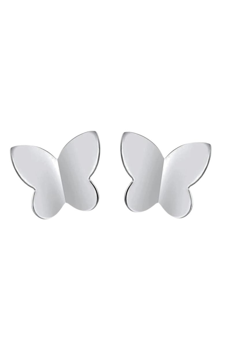 Little Miss Zoe Kids' Sterling Silver Silver Butterfly Stud Earrings in Gift Bottle, Alternate, color, Silver