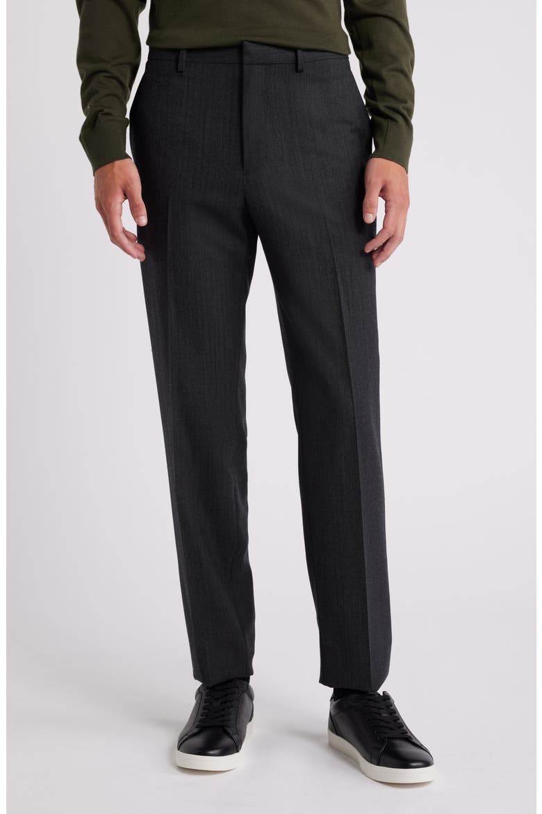 Mayer Herringbone Wool Blend Flannel Dress Pants, Main, color, CHARCOAL MULTI