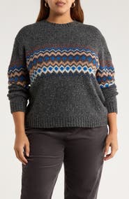 Seasalt Cornwall Golden Light Fair Isle Merino Wool Blend Crewneck Sweater