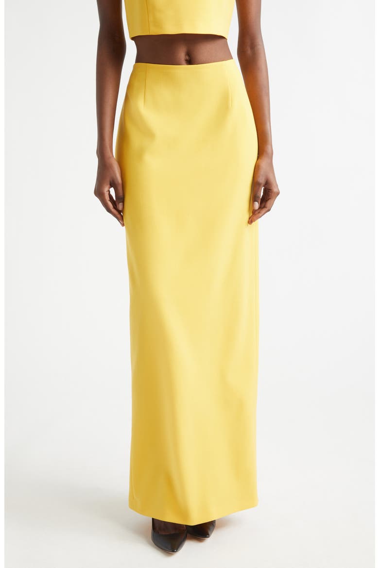 Stretch Virgin Wool Column Skirt, Main, color, DAFFODIL