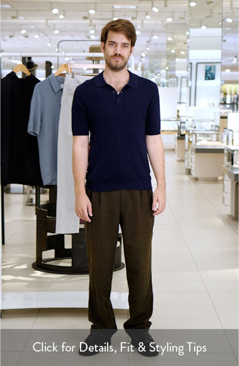 Naples Diamond Stitch Cotton & Cashmere Polo Sweater, sales video thumbnail