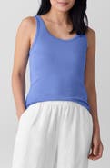 Eileen Fisher Slim Fit Scoop Neck Stretch Cotton Tank