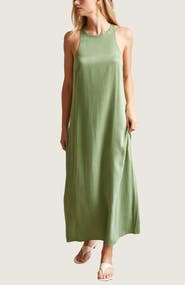 CRESCENT Back Twist Cupro Slip Dress