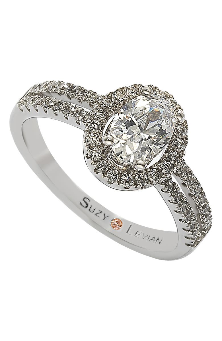 SUZY LEVIAN Sterling Silver Oval Cut Bridal Ring, Alternate, color, 