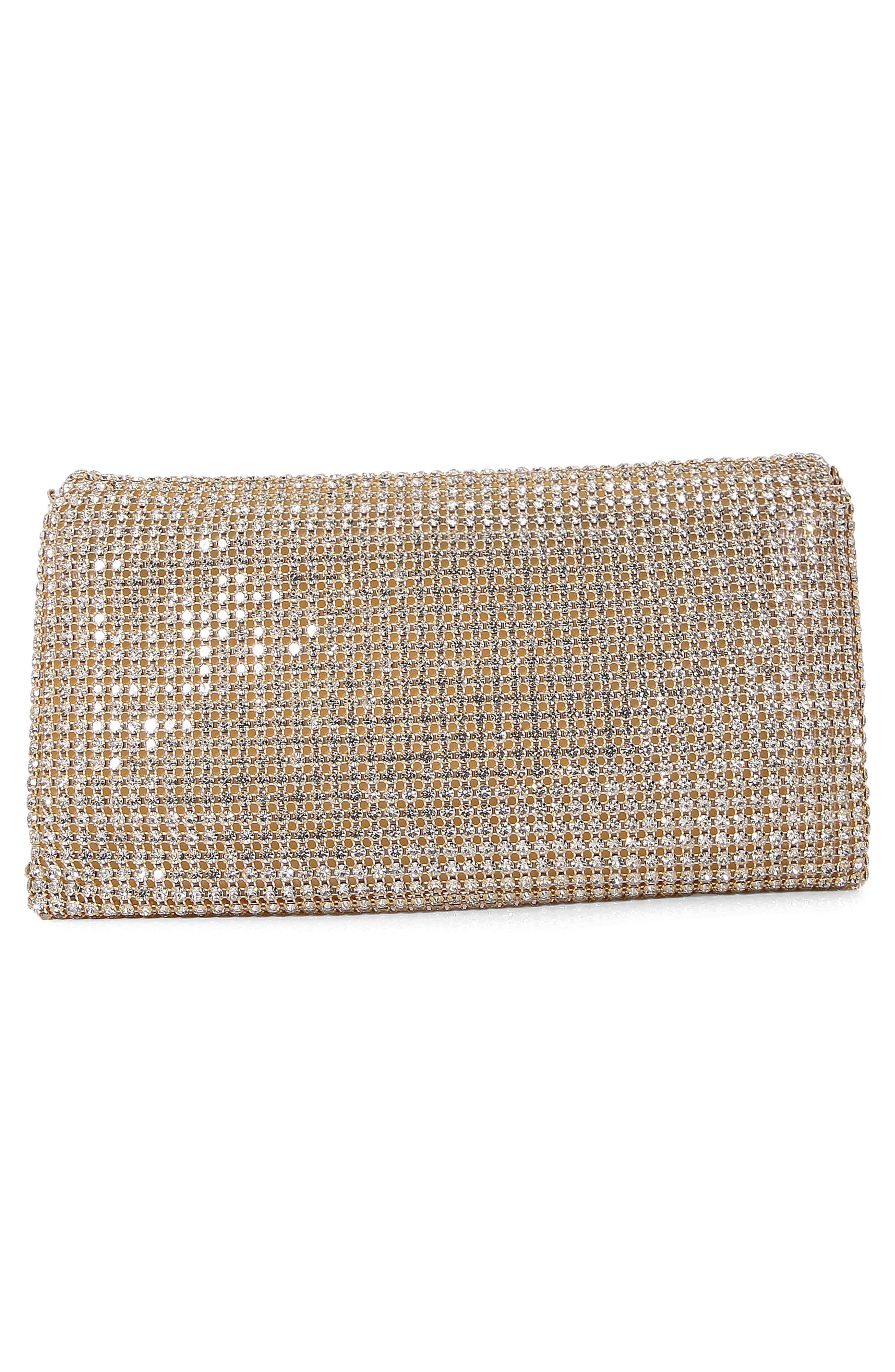 Large Rhinestone Embellished Clutch, Alternate, color, GOLD