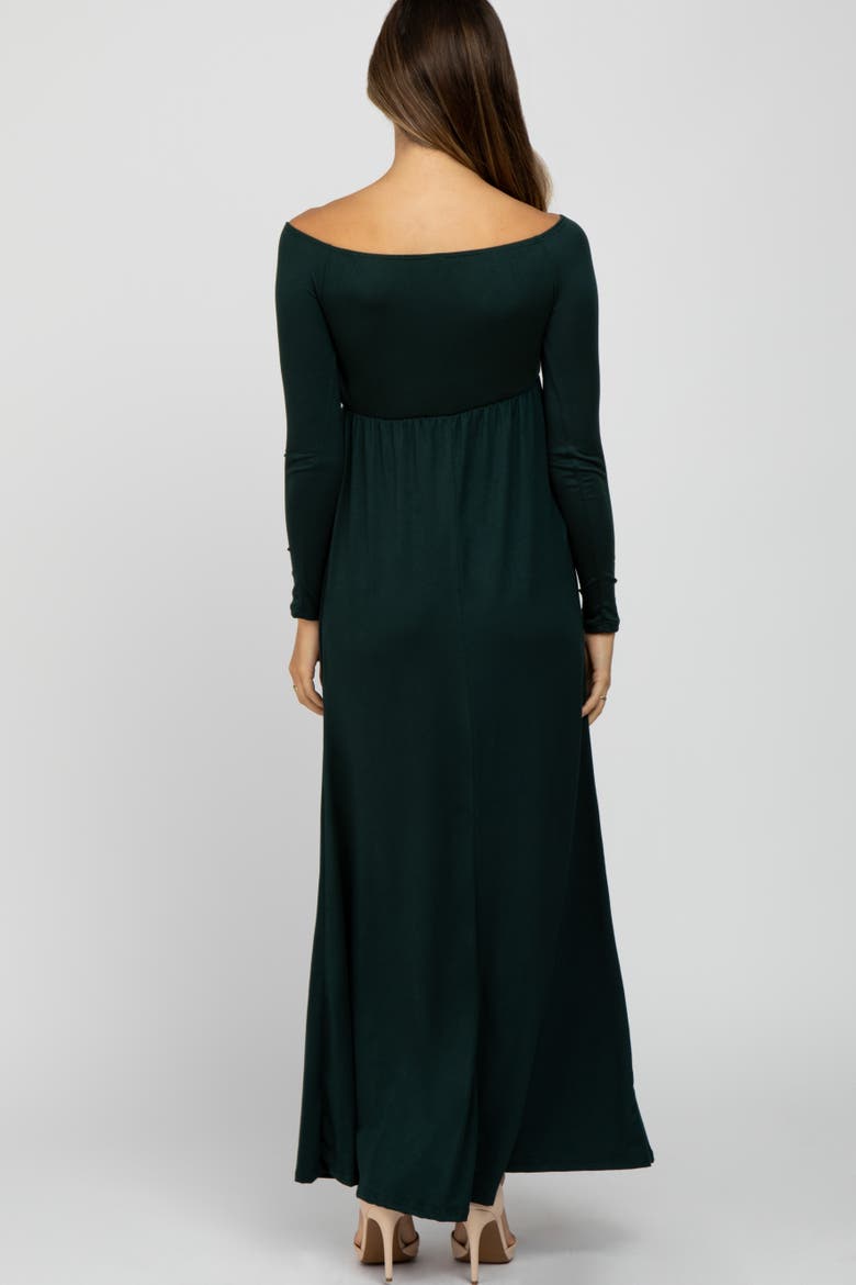 Wrap Front Empire Waist Maxi Dress, Alternate, color, Forest Green