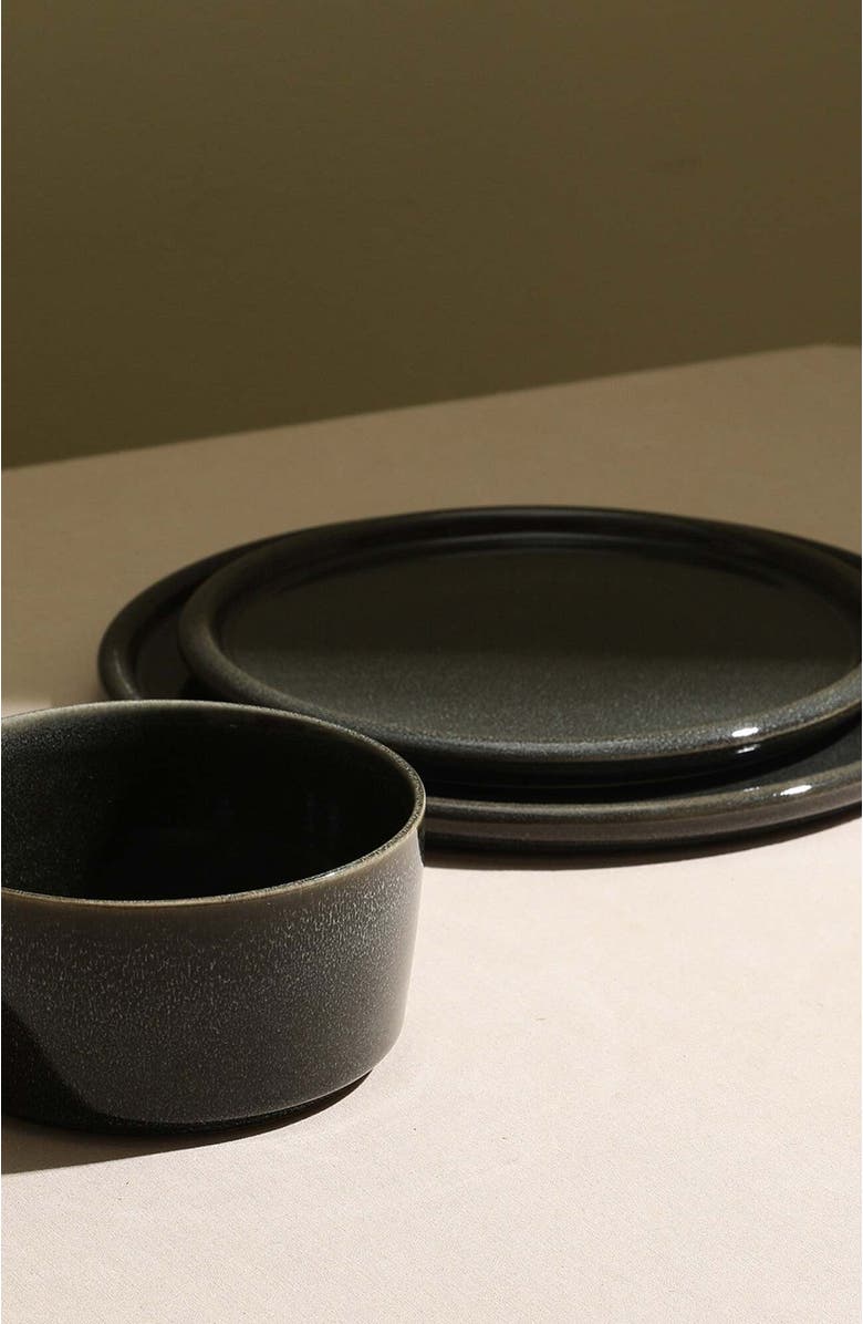 Stone Lain Eden Stoneware 24-Piece Dinnerware Set, Alternate, color, Charcoal Grey