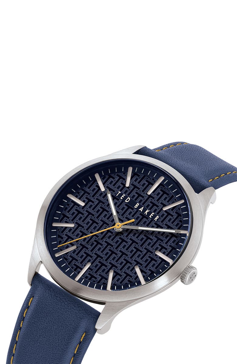 Ted Baker Men's Manhatt Leather Strap Watch, 40mm, Alternate, color, Blue