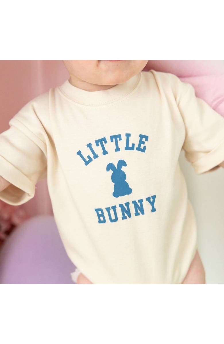 Sweet Wink Little Bunny Steel Blue Easter Short Sleeve Romper, Alternate, color, Natural