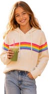 Malibu Sugar Girls' Rainbow Stripe Hooded Sweater - Big Kid