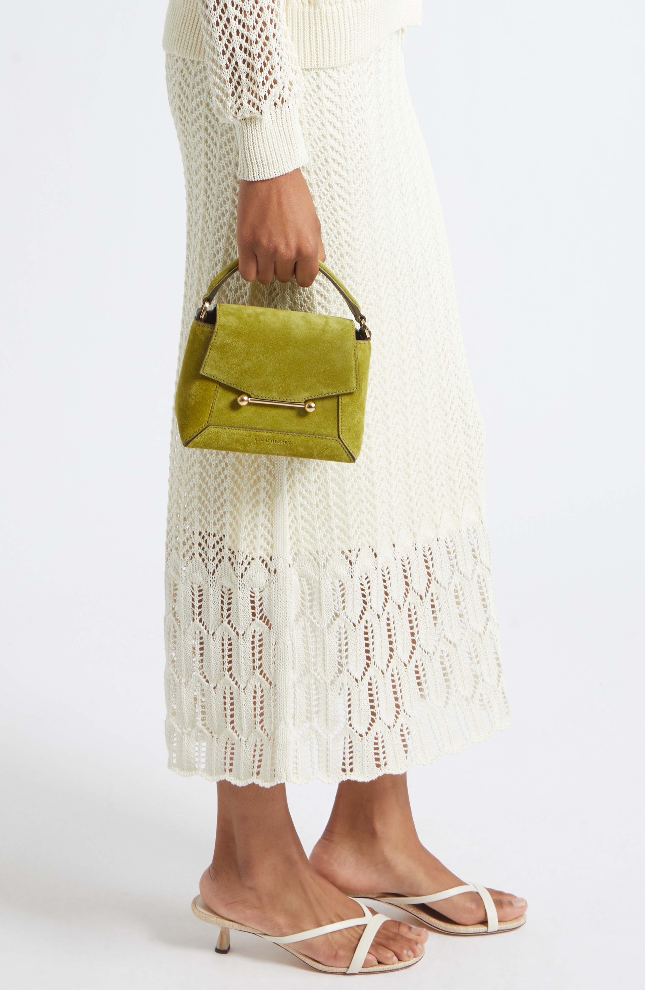 Nano Mosaic Suede Top Handle Bag, Alternate, color, LIME/ KHAKI
