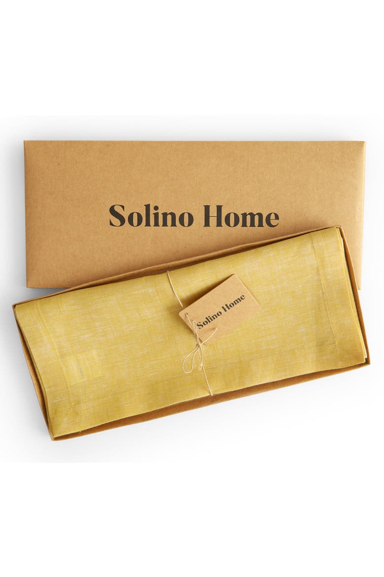Linen Table Runner - Athena, Alternate, color, Chambray Lemon Yellow