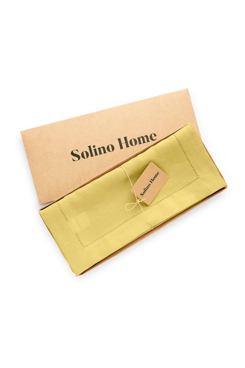 Linen Table Runner - Sonoma Hemstitch, Alternate, color, Yellow