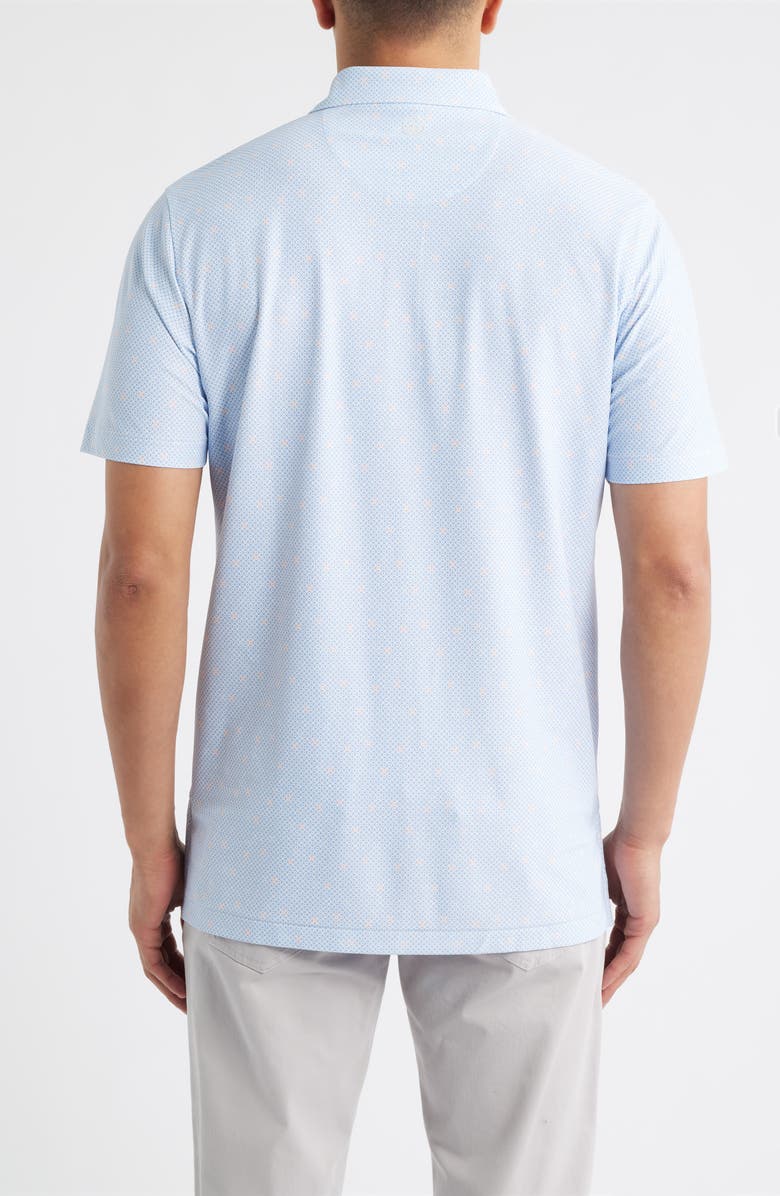 Peter Millar Santiago Geo Print Performance Piqué Golf Polo, Alternate, color, White / Bluebird