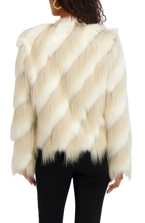 Karl Lagerfeld Paris Short Wispy Faux Fur Jacket In Neutral