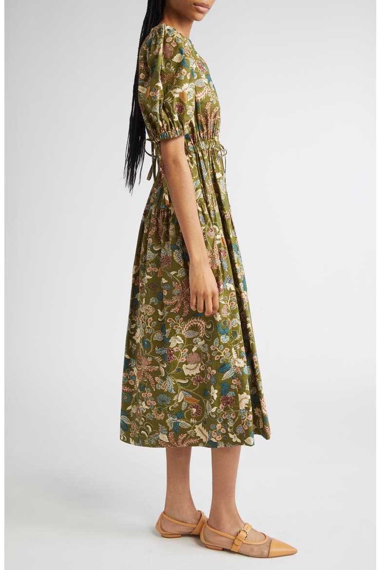 Paisley Floral Cotton Midi Dress, Alternate, color, LICHEN