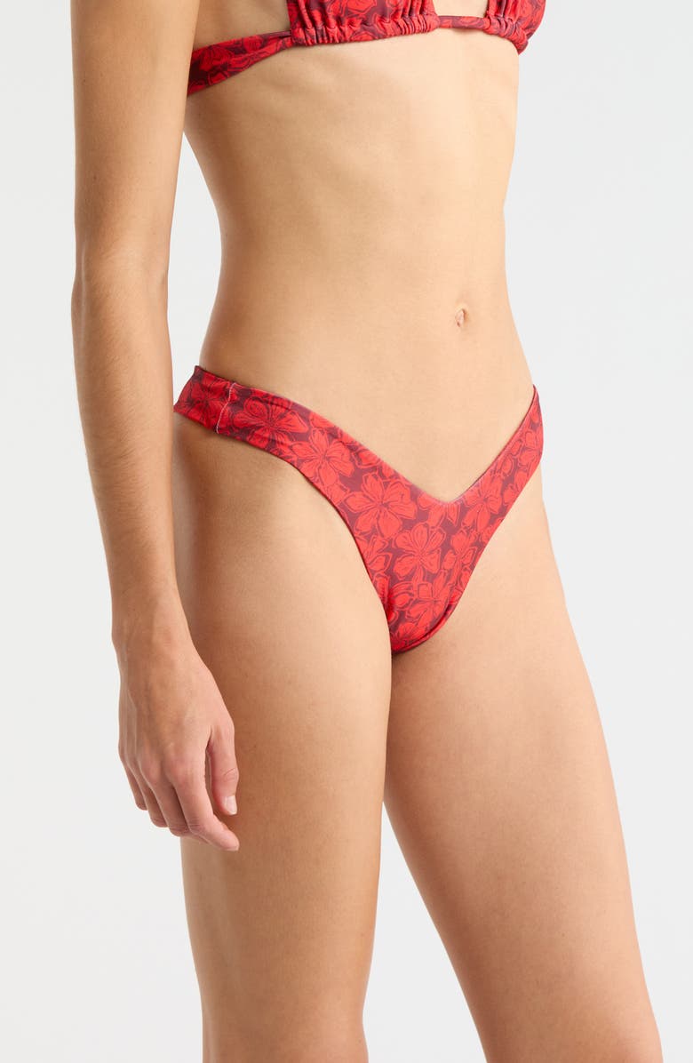 Kulani Kinis Y-Cut Thong Bikini Bottoms, Alternate, color, Sassy Sangria