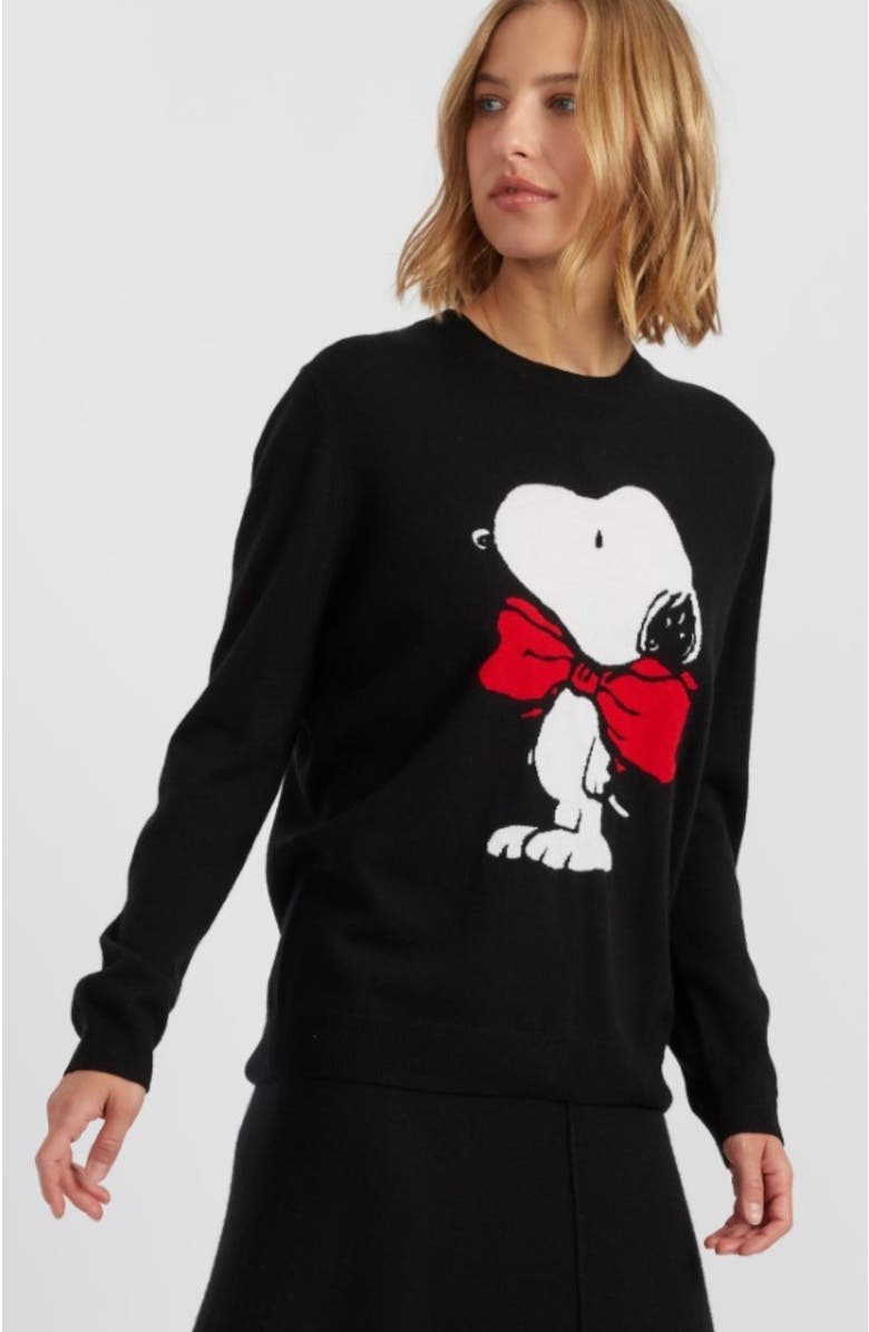 Chinti & Parker Wool-Cashmere Bow Tie Snoopy Sweater, Main, color, 