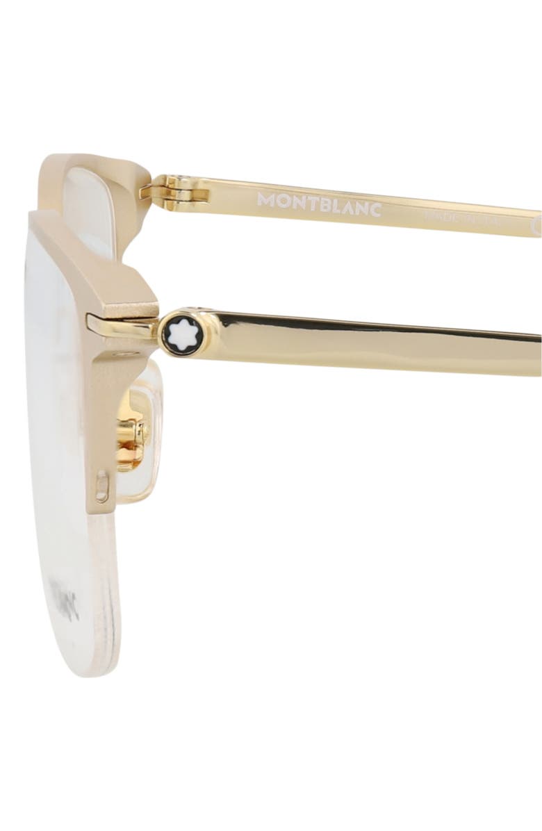 Montblanc 52mm Half Rim Optical Glasses, Alternate, color, Gold Gold Transparent