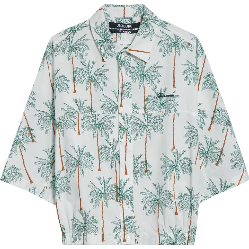 Jacquemus La Chemise Canevas Button-up Shirt In Print Palmtrees Drawing W