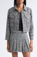 ALICE + OLIVIA Chloe Cropped Boxy Tweed Jacket