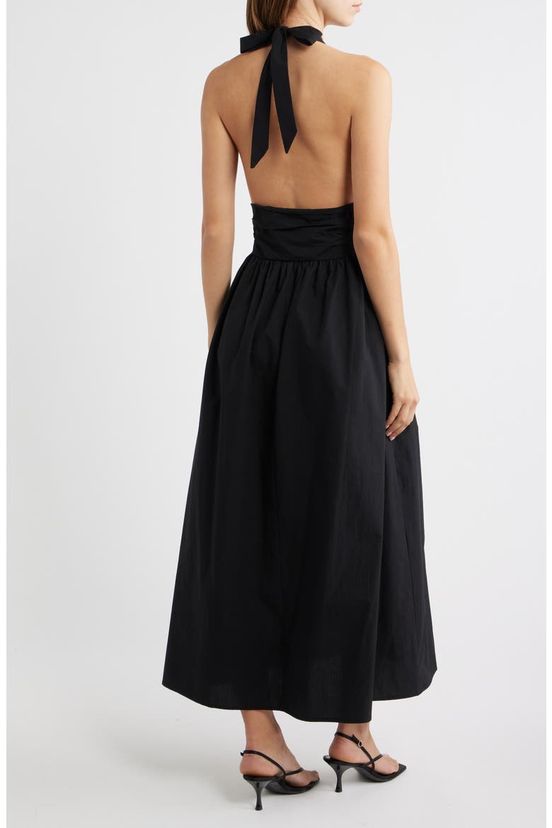 Cassis Halter Cotton Poplin Maxi Dress, Alternate, color, BLACK