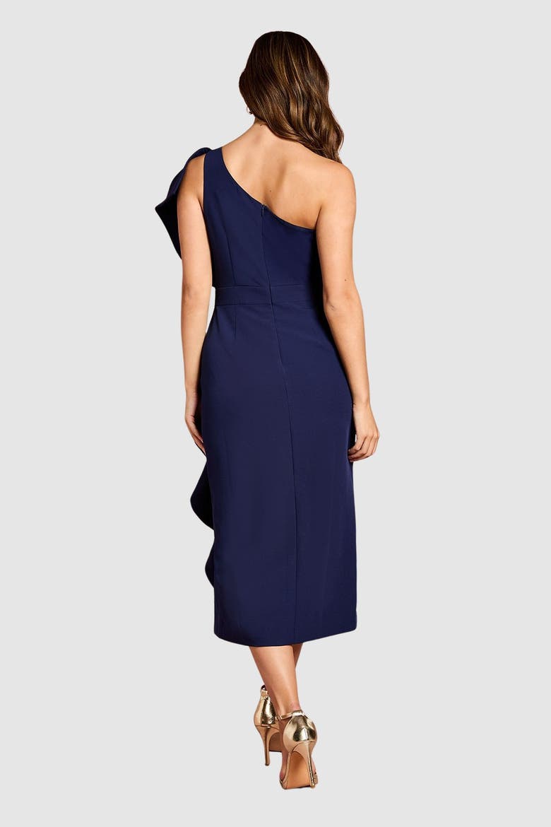 One Shoulder Pencil Midi Dress, Alternate, color, Navy