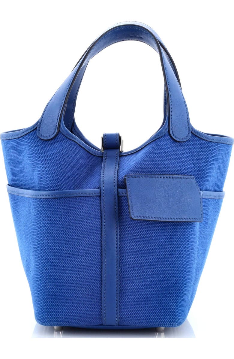 Pre-Owned Hermes Cargo Picotin Lock Bag Canvas and Swift PM, Alternate, color, Bleu France