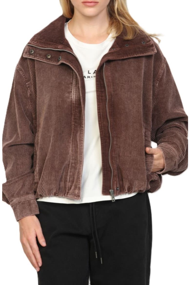 Snow Wash Corduroy Bomber Jacket, Main, color, BROWN
