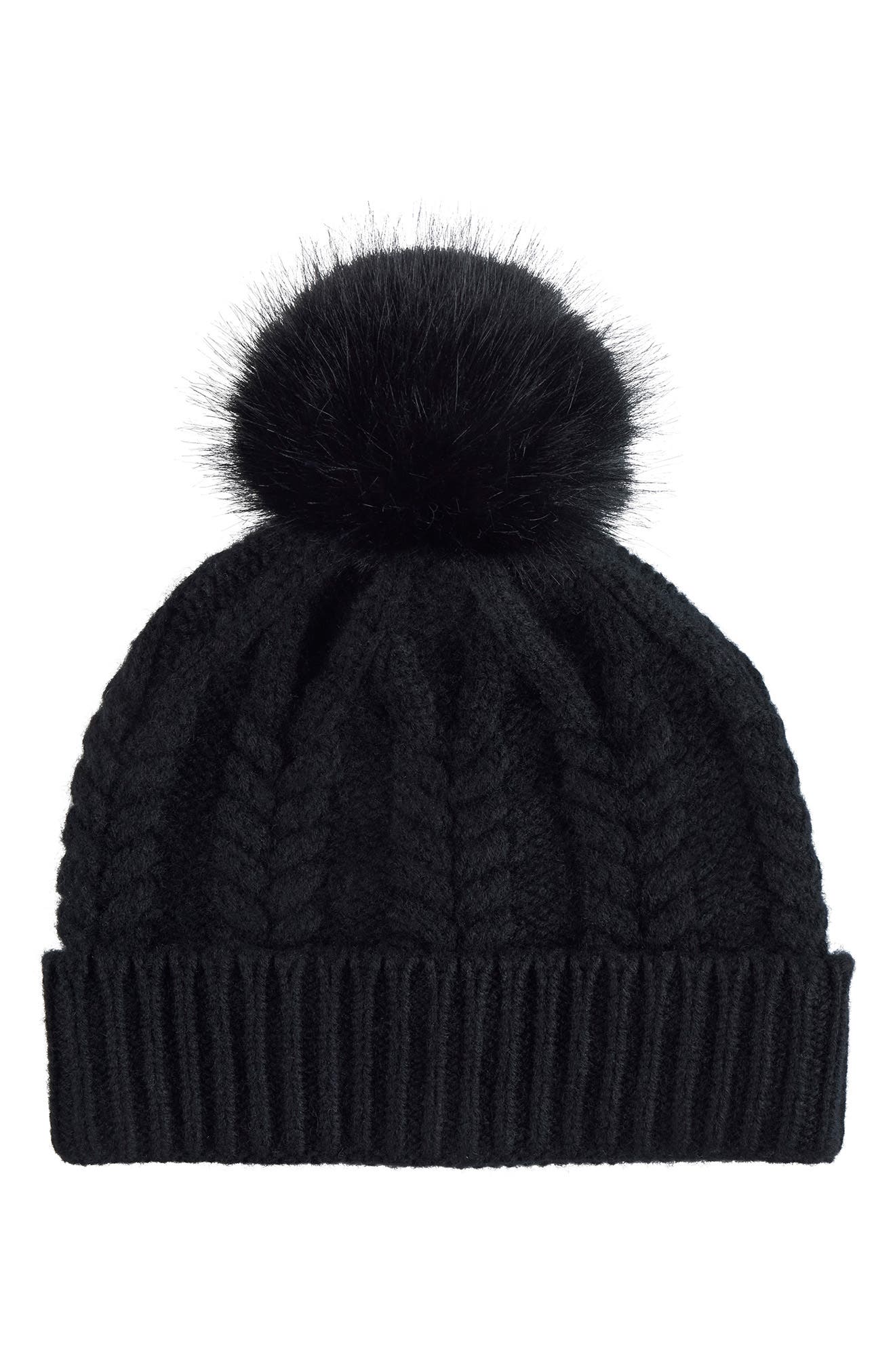 Sofia Cashmere Cashmere Faux Fur Pompom Beanie