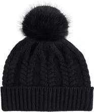 Sofia Cashmere Cashmere Faux Fur Pompom Beanie