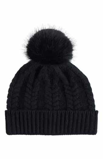 Cashmere Faux Fur Pompom Beanie