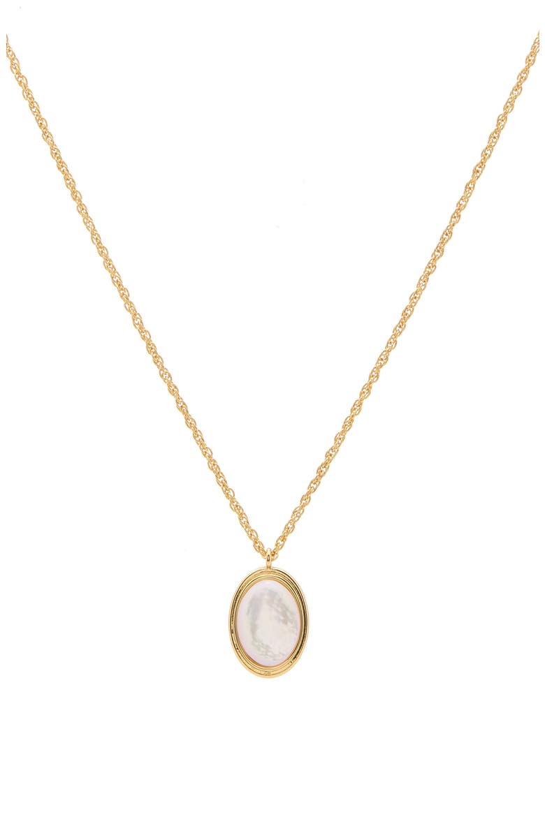 Oval Mother-of-Pearl Pendant Necklace, Alternate, color, WHITE