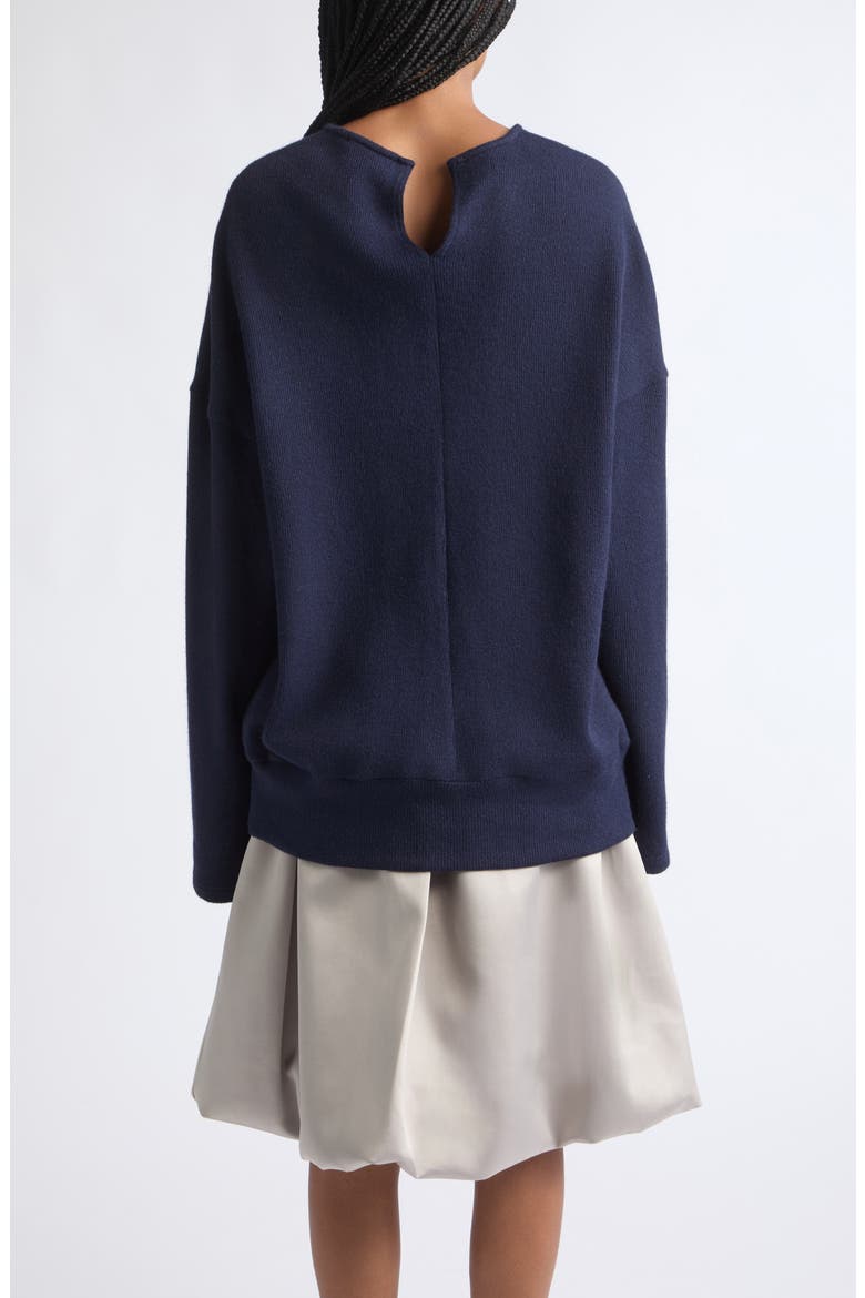 Cutout Back Crewneck Sweater, Alternate, color, NAVY