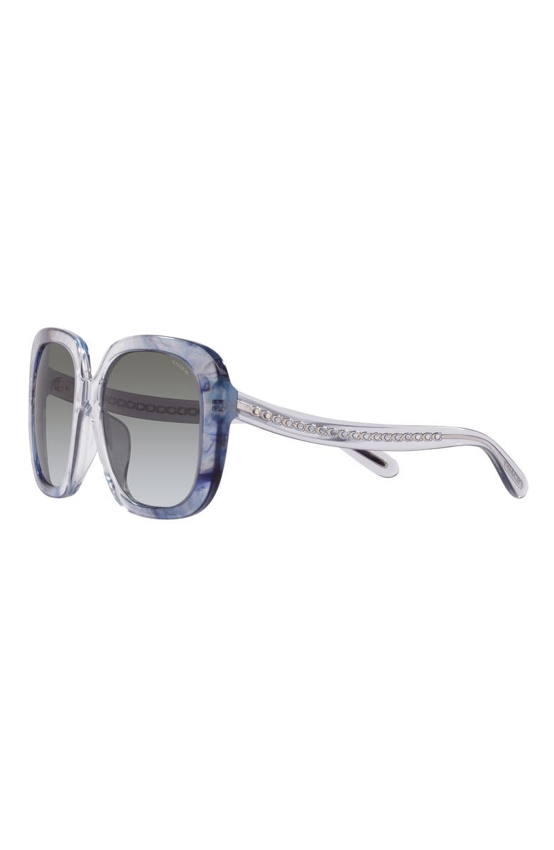 COACH 56mm Square Sunglasses, Alternate, color, Transparent Blue Ombre