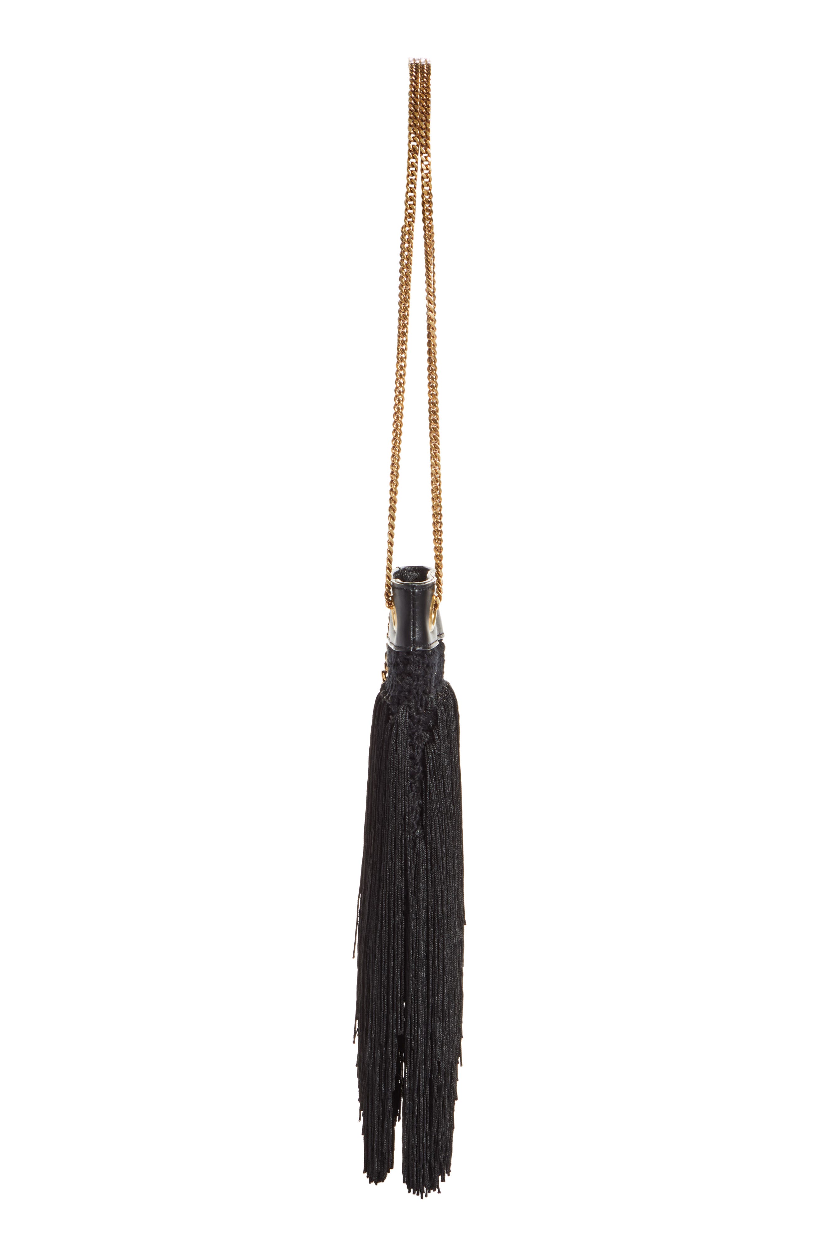 Saint Laurent Small Grace Fringe Macramé Bag, Alternate, color, 